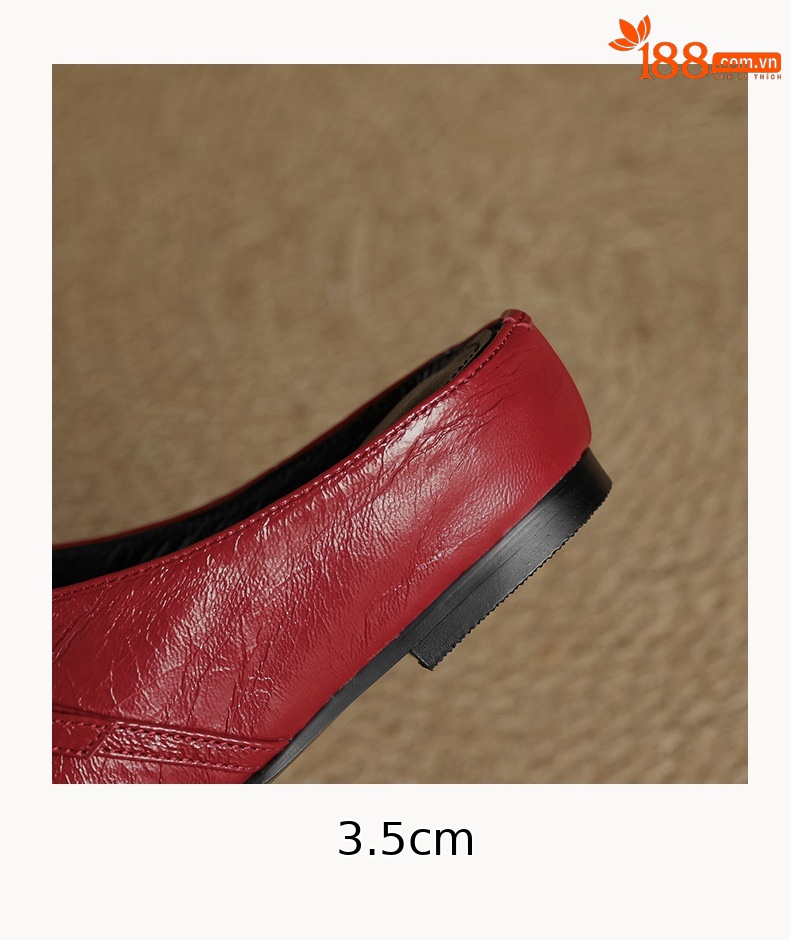 Sandal mule nữ gót thấp mũi kín đính đá pha lê màu rượu vang đỏ — Rượu vang đỏ chi tiết 18