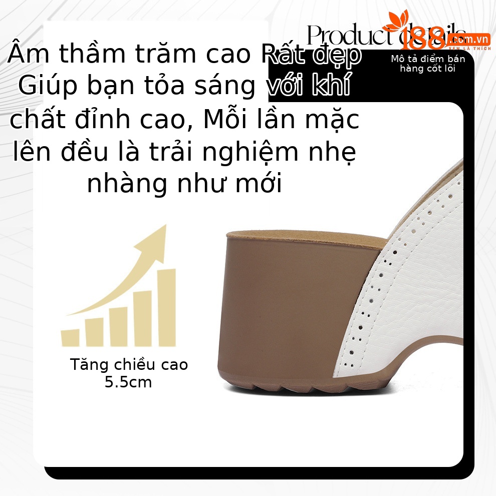 Sandal nữ đế xuồng cao gót La Mã thoáng khí, tăng chiều cao, đế mềm chống trượt mùa hè 2026 — 6096 Bạc, 6096 Trắng chi tiết 3