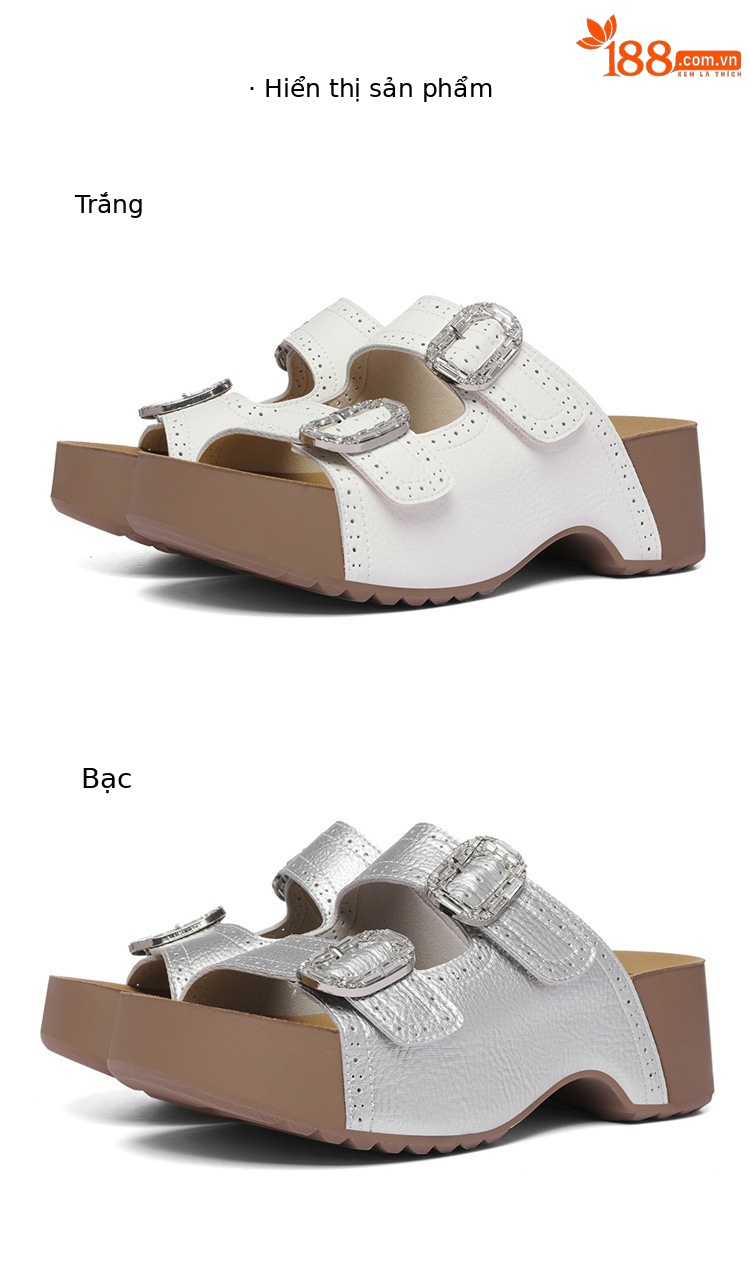 Sandal nữ đế xuồng cao gót La Mã thoáng khí, tăng chiều cao, đế mềm chống trượt mùa hè 2026 — 6096 Bạc, 6096 Trắng chi tiết 13