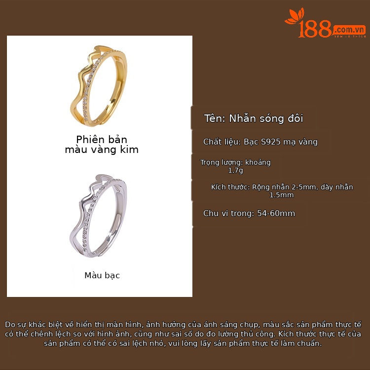 Bộ 100 nhẫn bạc S925 đơn giản vòng tròn mở điều chỉnh được — Loại bạc chi tiết 2