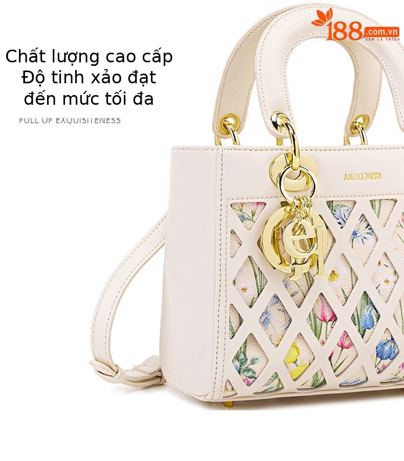 Túi đeo chéo nữ dây xích thiết kế hoa văn khắc rỗng cổ điển phong cách vintage chi tiết 5