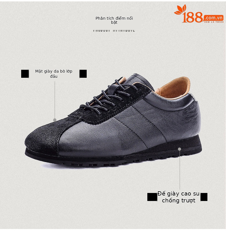 Giày sneaker nữ da thật phong cách cổ điển đế bệt nhẹ — màu nâu chi tiết 3