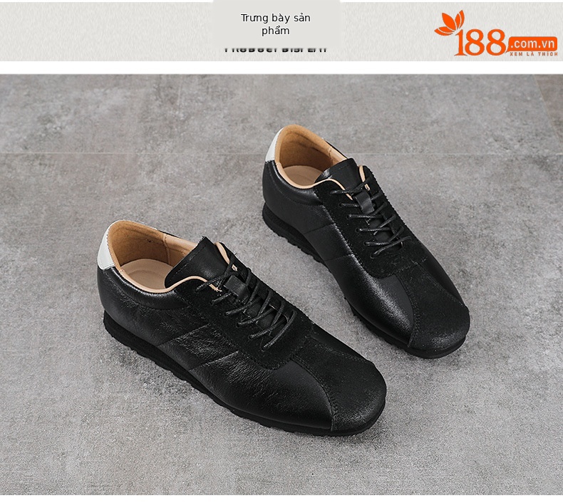 Giày sneaker nữ da thật phong cách cổ điển đế bệt nhẹ — màu nâu chi tiết 10
