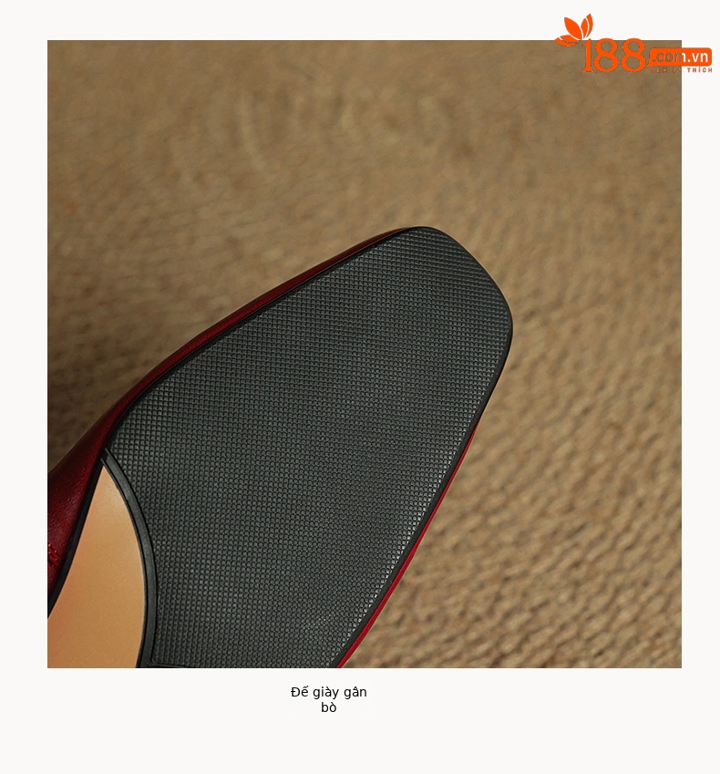 Sandal nữ quai ngang mũi vuông gót 4.5 cm da bò bít mũi hở gót — đen chi tiết 21