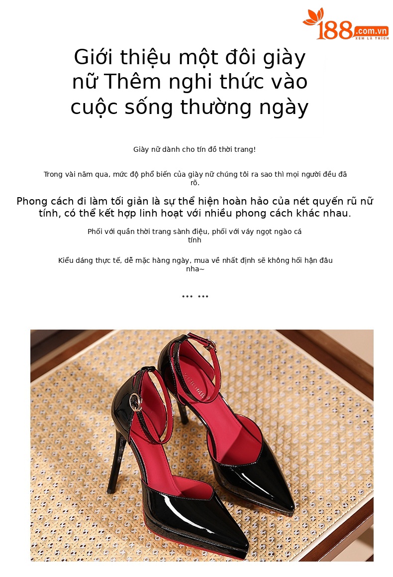 Sandal cao gót nữ mũi nhọn quai ngang gót 10 cm — Màu da-10cm chi tiết 2