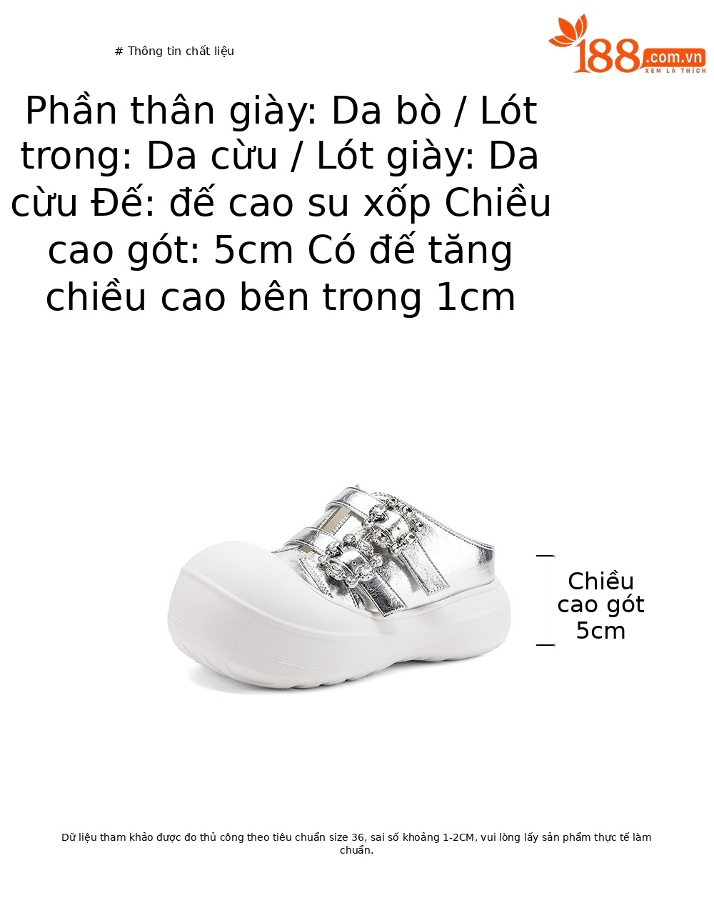 Sandal nữ đế xuồng cao 5 cm mũi vuông đính đá pha lê — màu đen, bạc chi tiết 3