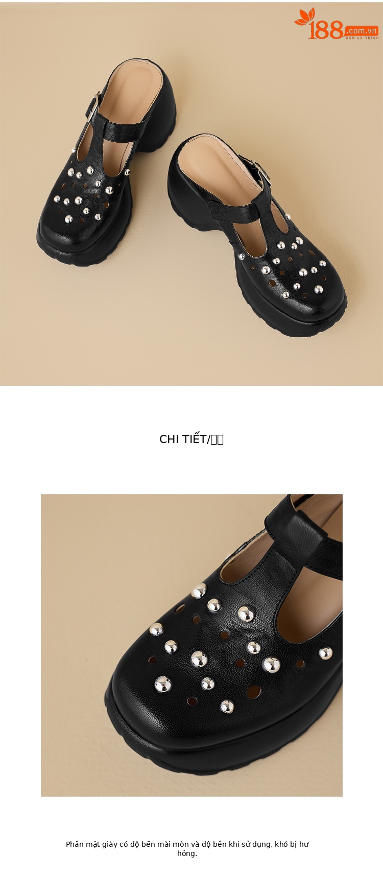 Dép sandal nữ quai chữ V đế tăng chiều cao, phong cách đi biển mùa hè — màu đen, màu trắng ngà chi tiết 14
