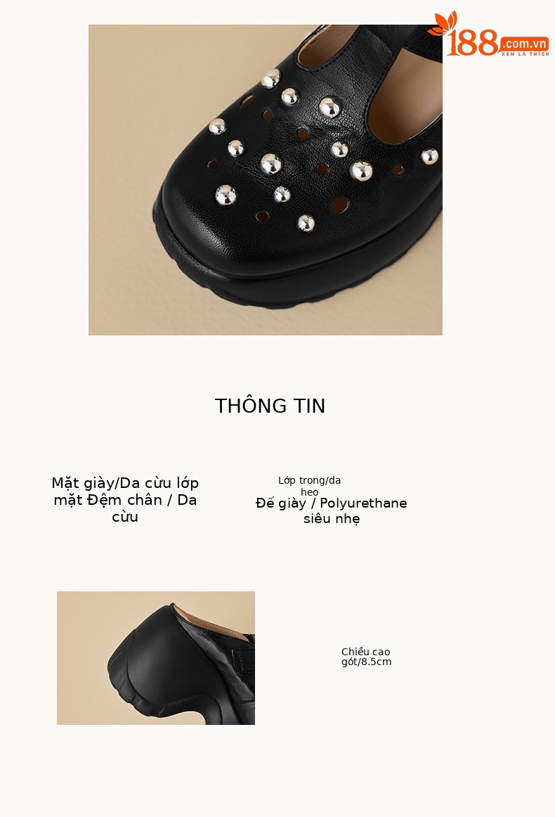 Dép sandal nữ quai chữ V đế tăng chiều cao, phong cách đi biển mùa hè — màu đen, màu trắng ngà chi tiết 2