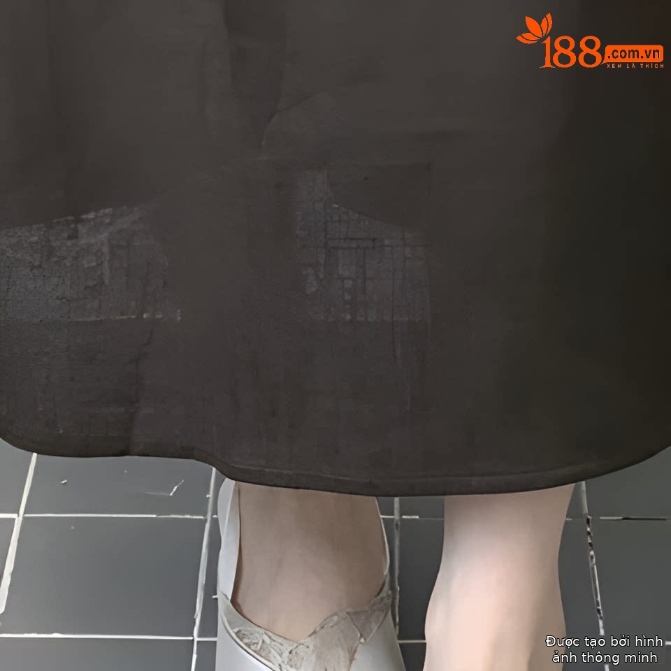 Chân váy linen cạp chun chữ A dáng dài nữ phong cách tối giản — màu đen, Xanh đen, Xanh nước biển, Màu cà phê chi tiết 7