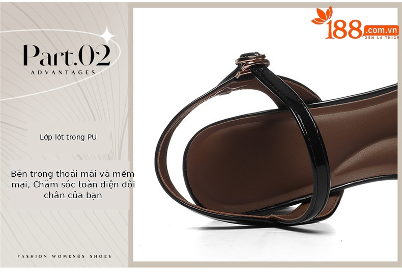 Sandal cao gót nữ mũi nhọn quai ngang khóa, gót thô 6 cm, da bóng — 6119 Da đen, 6119 Màu be chi tiết 9