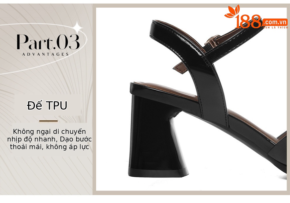 Sandal cao gót nữ mũi nhọn quai ngang khóa, gót thô 6 cm, da bóng — 6119 Da đen, 6119 Màu be chi tiết 10