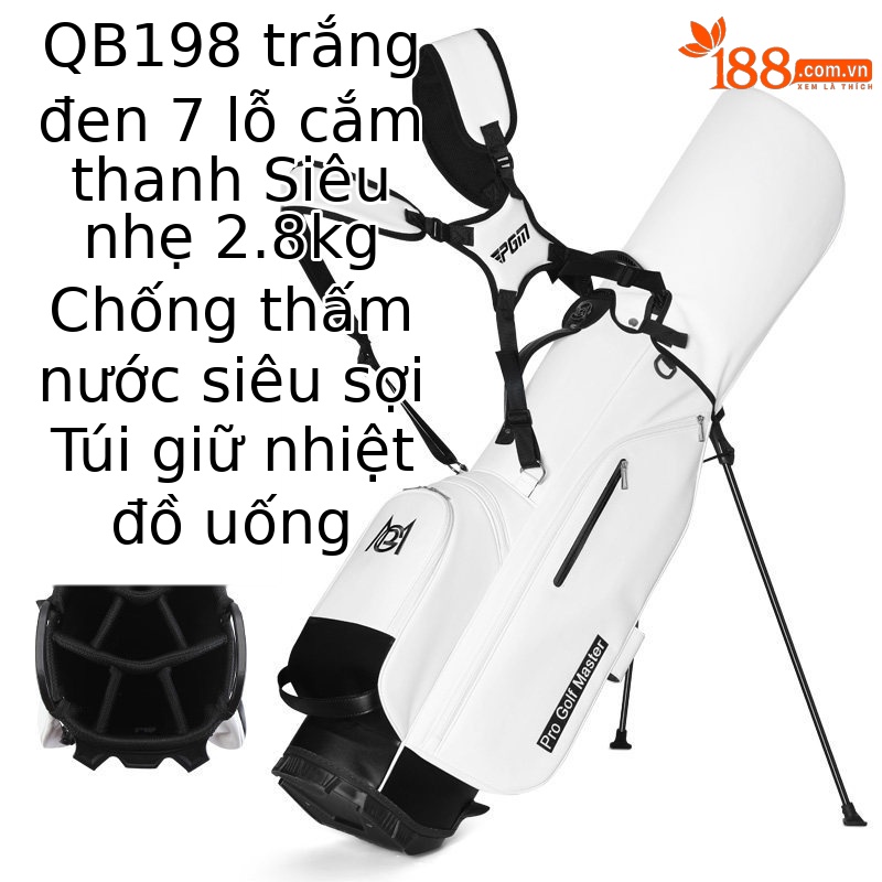 Túi đựng gậy golf PGM dạng chân đỡ 7 ngăn, quai đeo vai kép, siêu nhẹ 2.8 kg, tiện lợi mang theo — Trắng-Đen【7 lỗ cắm que/Túi giữ nhiệt đồ uống/Siêu nhẹ 2.8kg】QB198, Đen【7 lỗ cắm que/Túi giữ nhiệt đồ uống/Siêu nhẹ 2.8kg】QB198, Trắng-Hồng【7 lỗ cắm que/Túi giữ nhiệt đồ uống/Siêu nhẹ 2.8kg】QB198