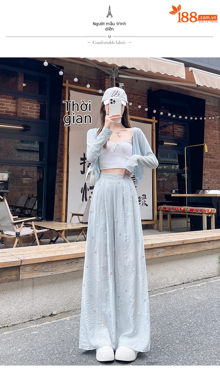 Quần culottes nữ ống rộng cạp cao vải linen phối sợi mát, dáng suông rủ nhẹ — Nhỏ màu hồng chi tiết 25