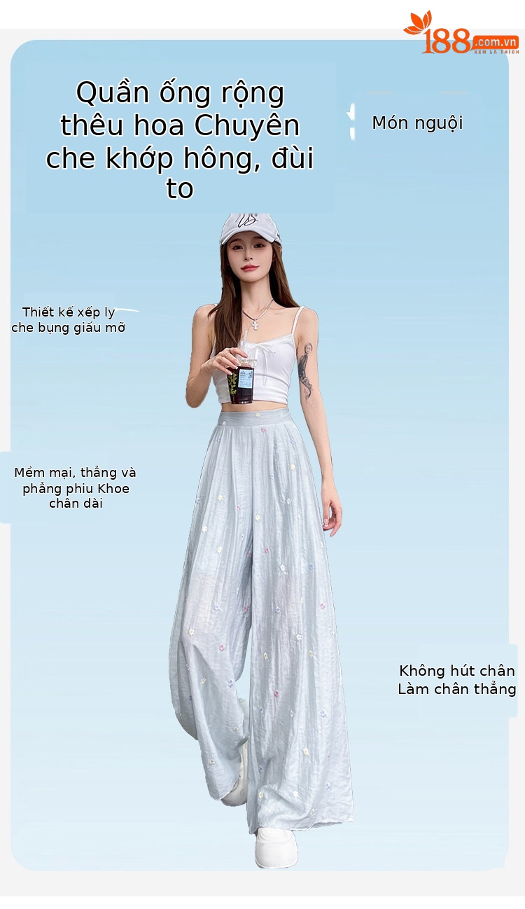 Quần culottes nữ ống rộng cạp cao vải linen phối sợi mát, dáng suông rủ nhẹ — Nhỏ màu hồng chi tiết 11
