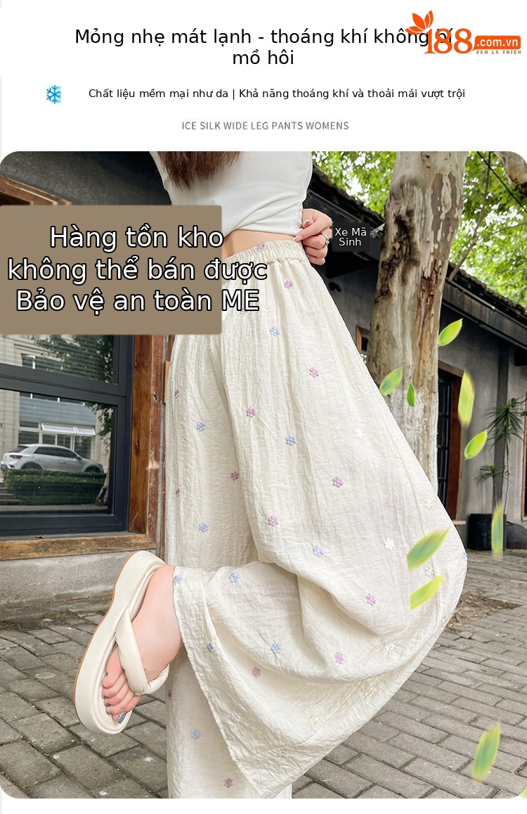 Quần culottes nữ ống rộng cạp cao vải linen phối sợi mát, dáng suông rủ nhẹ — Nhỏ màu hồng chi tiết 20
