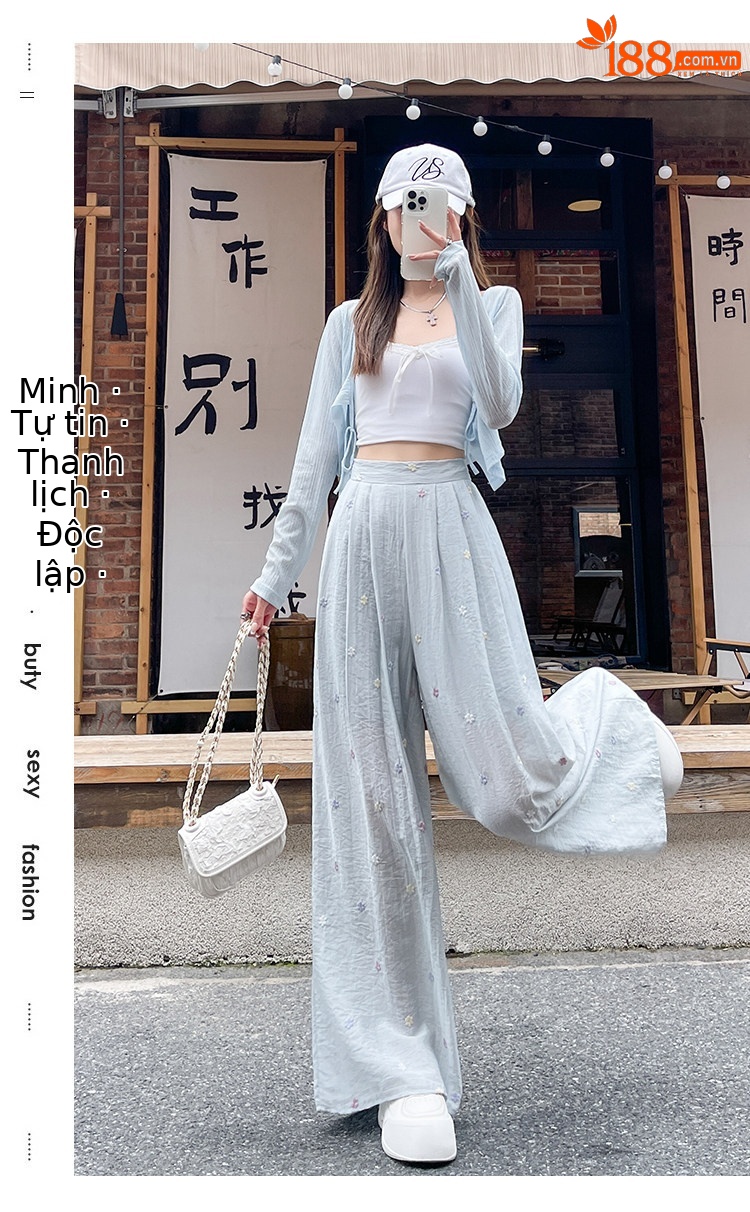 Quần culottes nữ ống rộng cạp cao vải linen phối sợi mát, dáng suông rủ nhẹ — Nhỏ màu hồng chi tiết 27