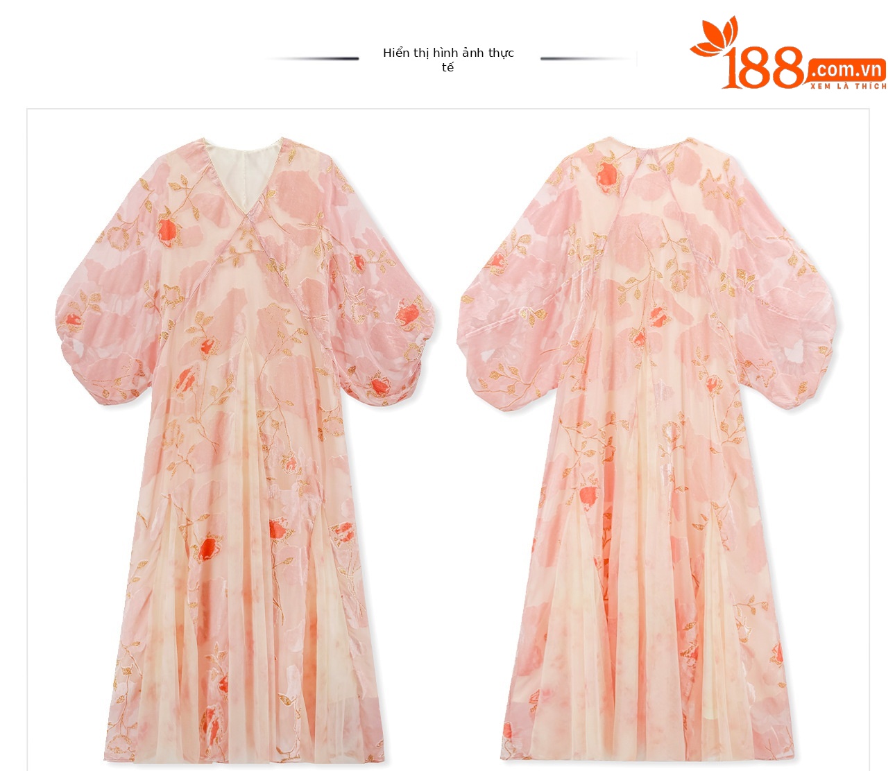 Đầm maxi nữ thắt eo phong cách Trung Hoa họa tiết hoa đốt jacquard mùa xuân 2026 — màu hồng chi tiết 1