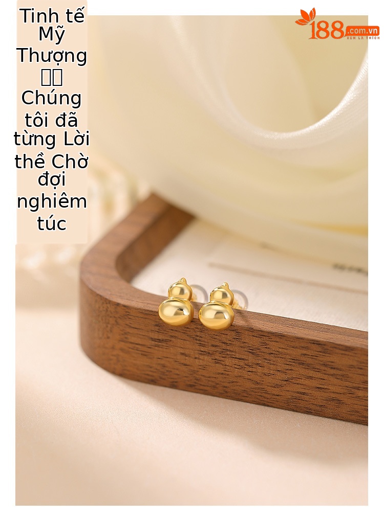 Khuyên tai hồ lô mạ vàng phong cách quốc triều — Loại bạc chi tiết 1