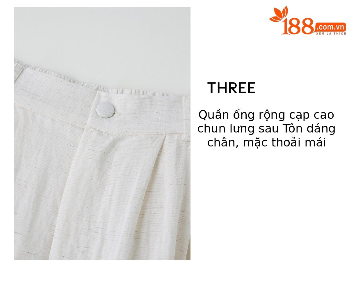 Bộ jumpsuit nữ tay ngắn cổ bẻ ống rộng mùa hè 2026 — màu trắng ngà, màu vàng chi tiết 9