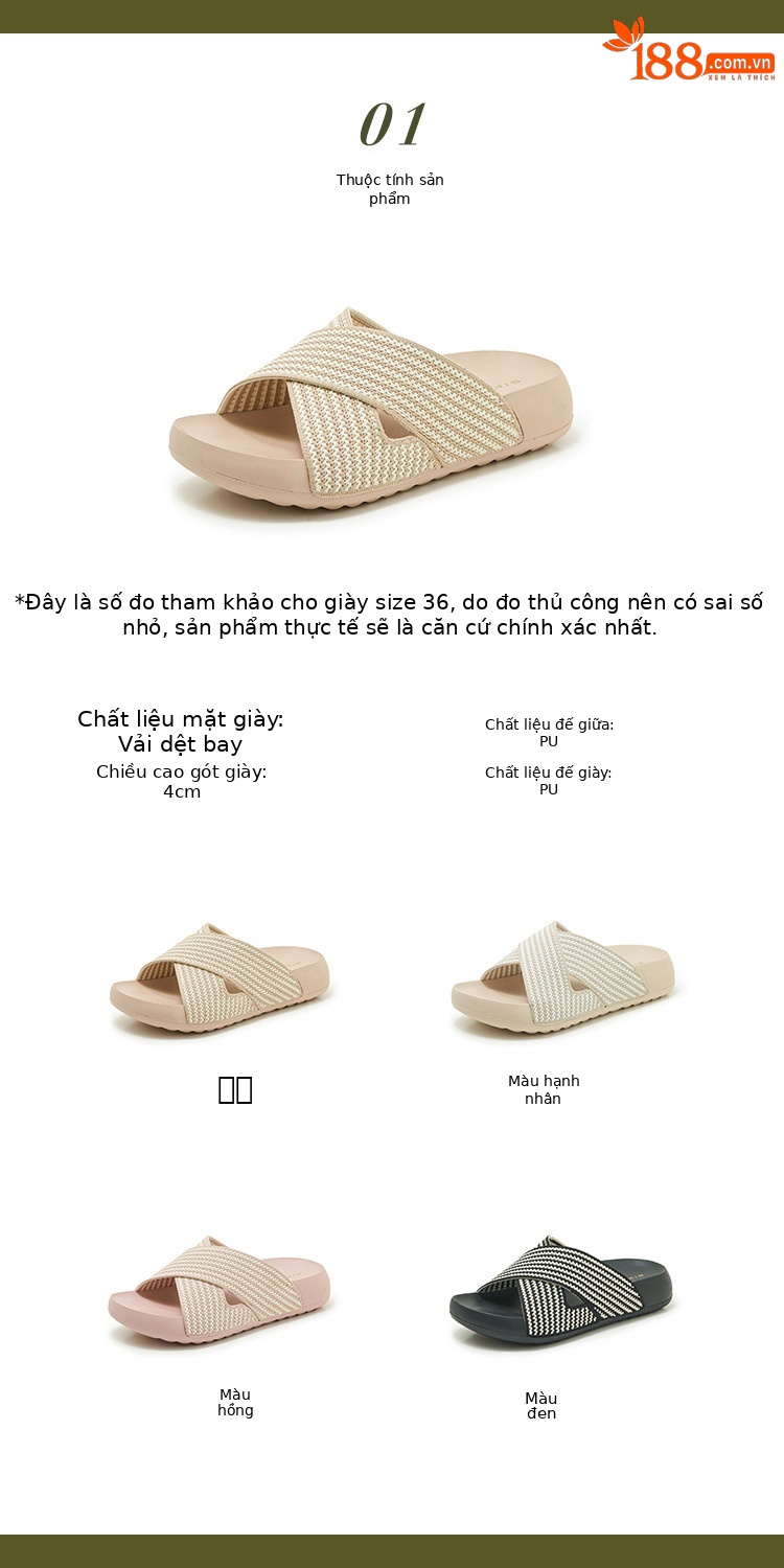 Dép sandal nữ xỏ ngón đế dày thoáng khí, nhẹ êm, phù hợp mùa hè — màu đen, màu hồng, màu kaki, màu mơ chi tiết 2