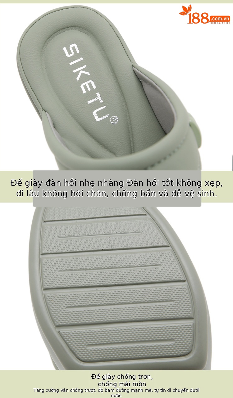 Dép sandal nữ quai chữ V đế xuồng mềm chống trượt — màu đen, xanh lá cây, màu mơ chi tiết 3