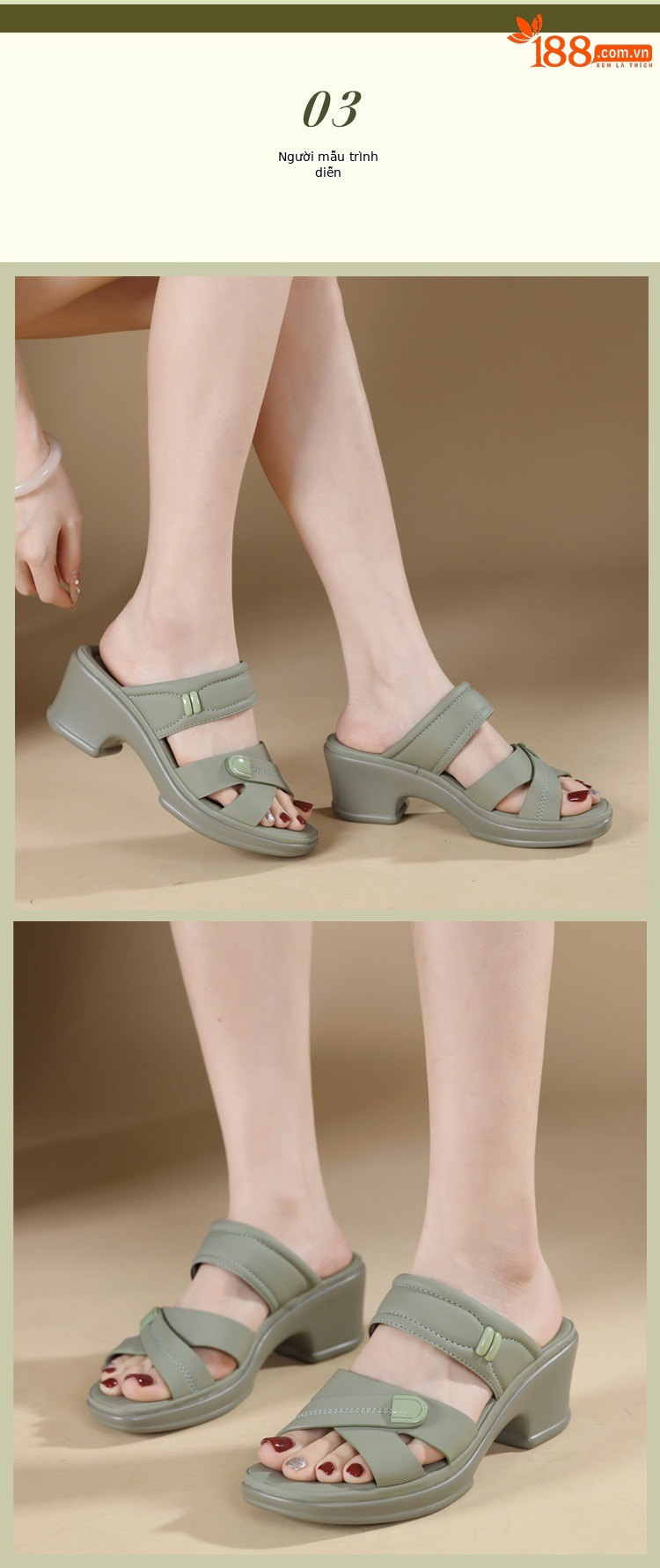 Dép sandal nữ quai chữ V đế xuồng mềm chống trượt — màu đen, xanh lá cây, màu mơ chi tiết 4