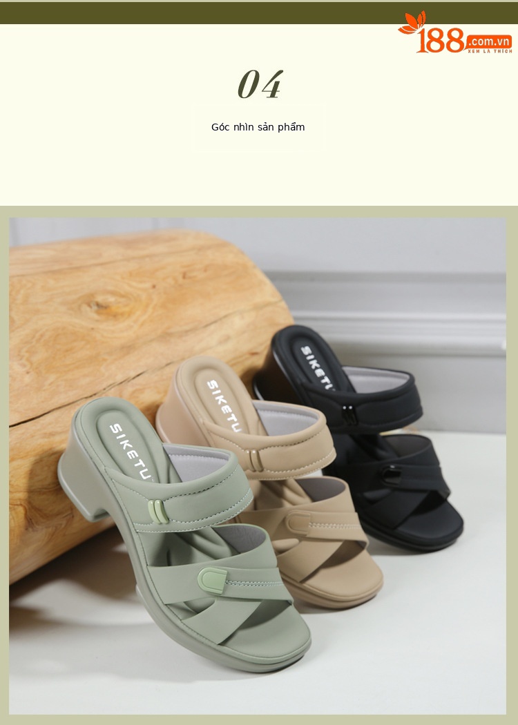 Dép sandal nữ quai chữ V đế xuồng mềm chống trượt — màu đen, xanh lá cây, màu mơ chi tiết 12