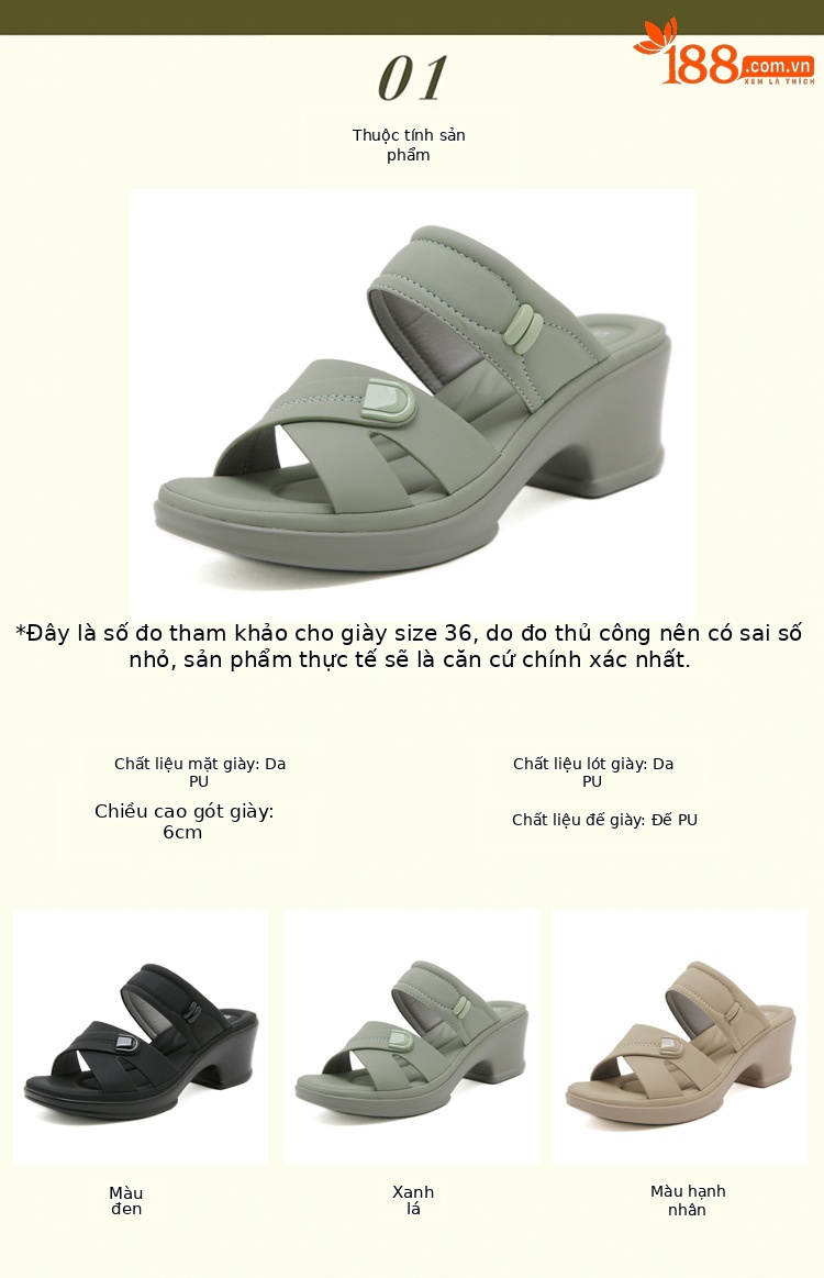Dép sandal nữ quai chữ V đế xuồng mềm chống trượt — màu đen, xanh lá cây, màu mơ chi tiết 1