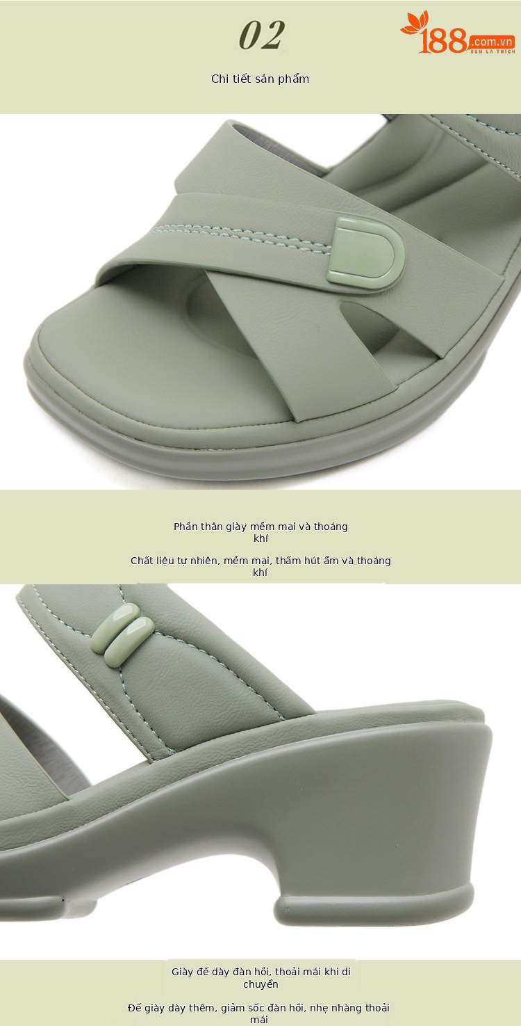 Dép sandal nữ quai chữ V đế xuồng mềm chống trượt — màu đen, xanh lá cây, màu mơ chi tiết 2