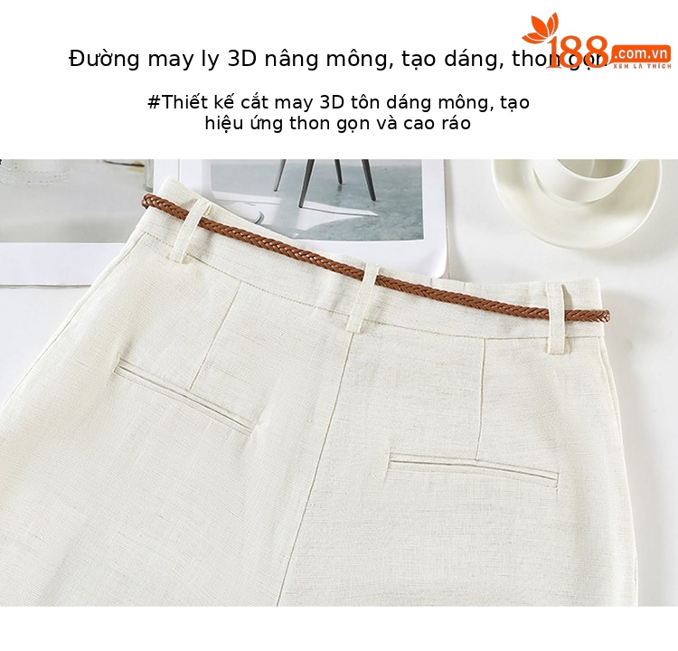 Quần tây nữ ống đứng cạp cao suông rộng dáng dài — Màu đen thông thường chi tiết 29