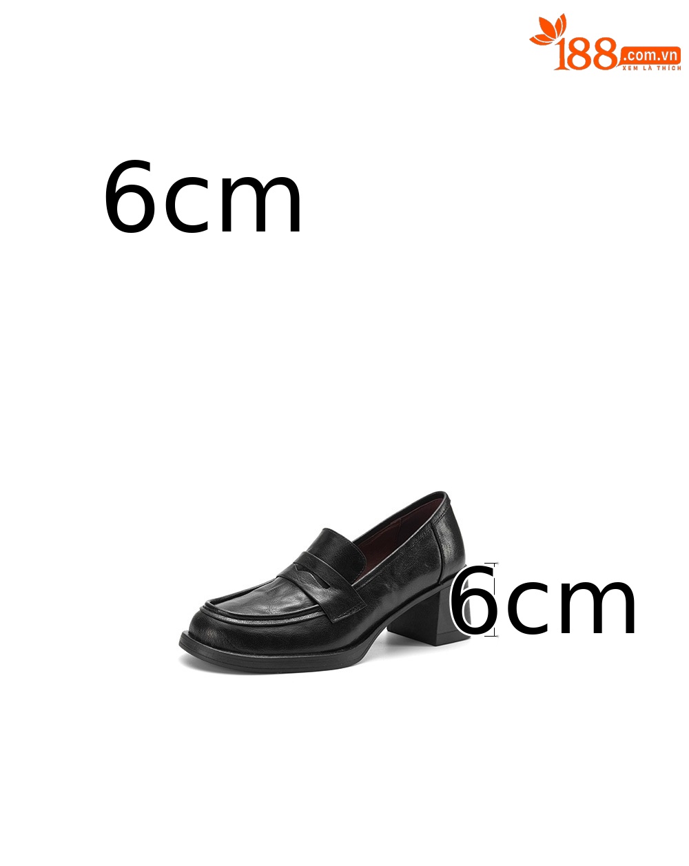 Giày cao gót nữ mũi tròn da dê gót vuông ổn định kiểu loafer — màu nâu chi tiết 6