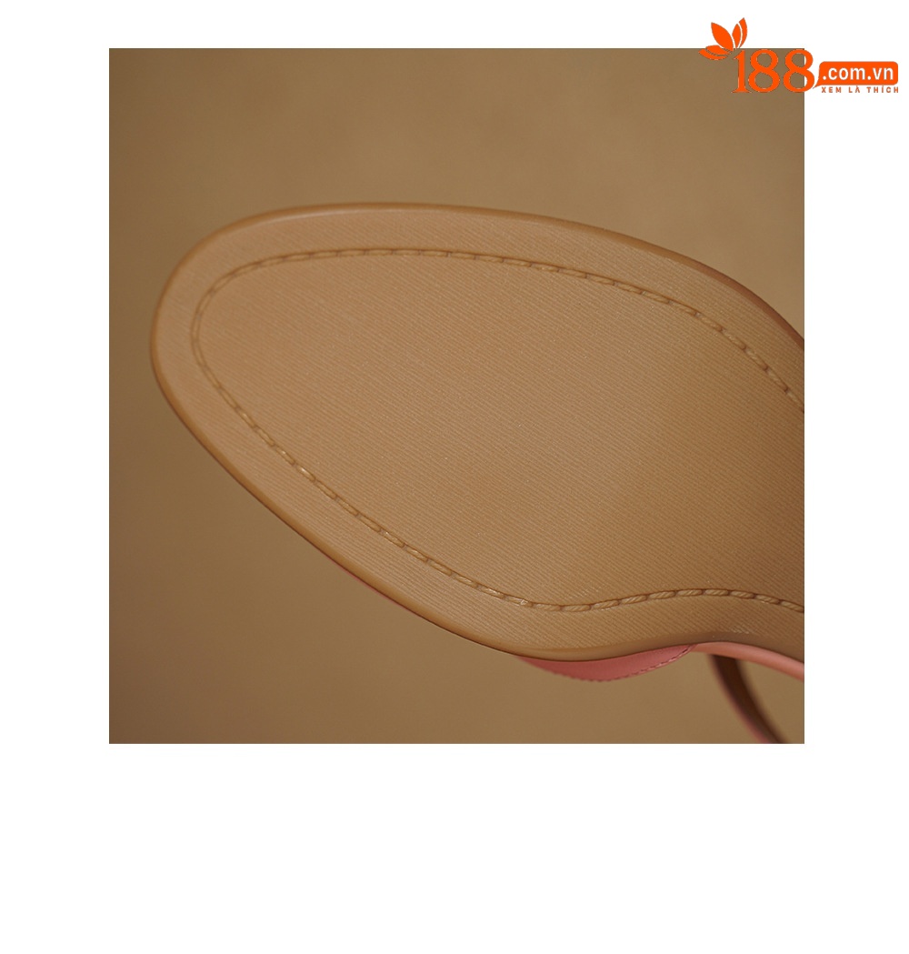 Sandal nữ mũi nhọn quai chữ T da bò gót 5 cm phong cách vintage — Màu hồng chi tiết 21