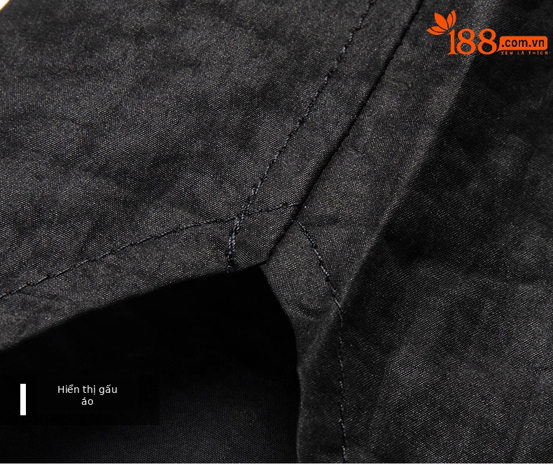 Áo sơ mi nam ngắn tay mulberry silk ve áo rộng, phom rộng thoáng khí mùa hè — Da đen 656008 chi tiết 17