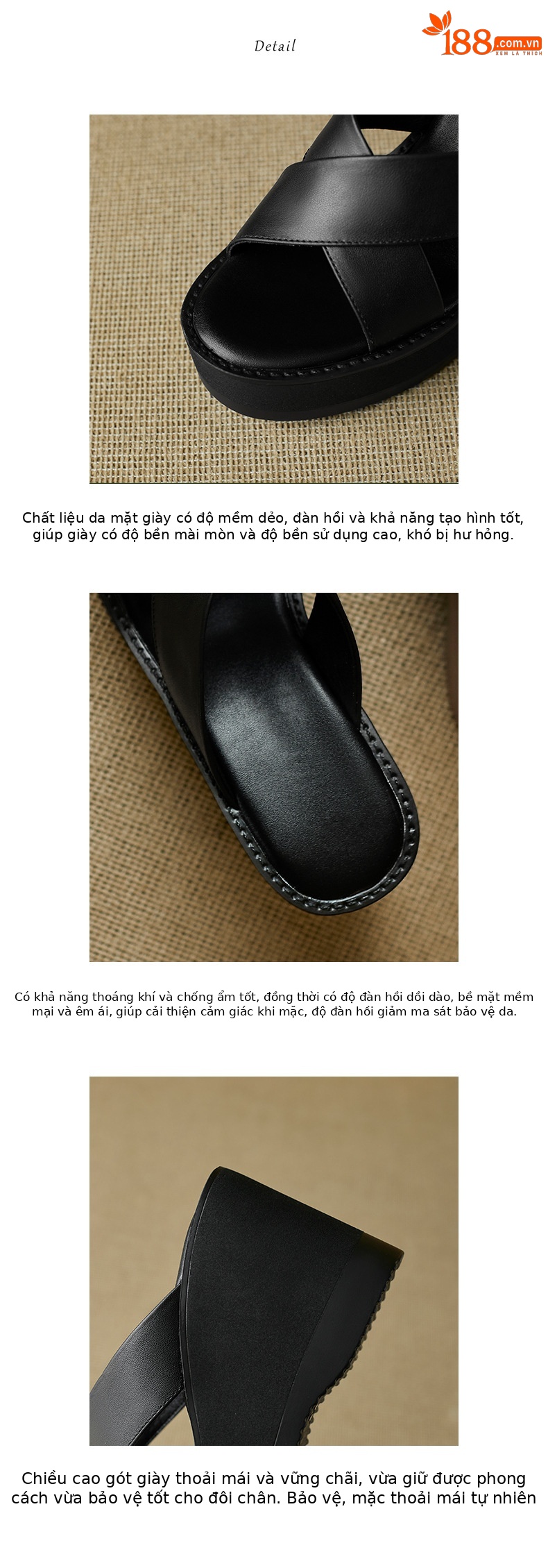 Sandal cao gót nữ hở mũi quai chéo đế xuồng gót 9.5 cm — màu đen, màu mơ chi tiết 3