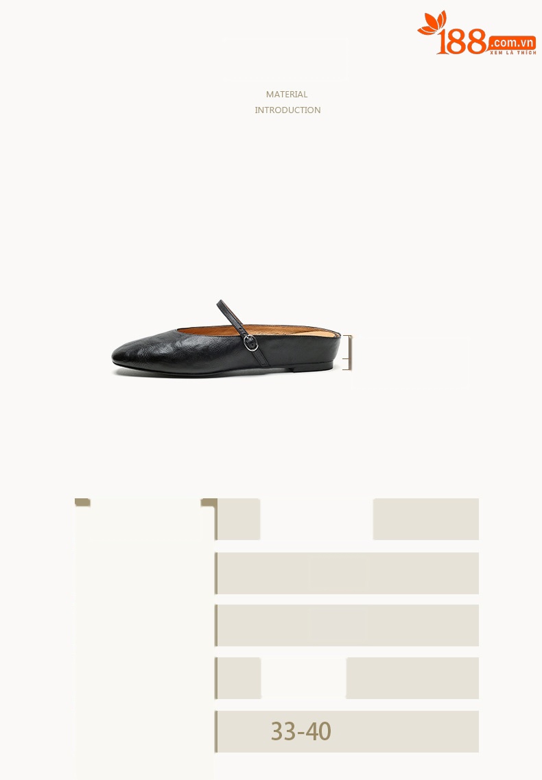Dép mule nữ da cừu mũi tròn hở gót, gót thấp 4 cm, phong cách thời trang hè — đen chi tiết 3