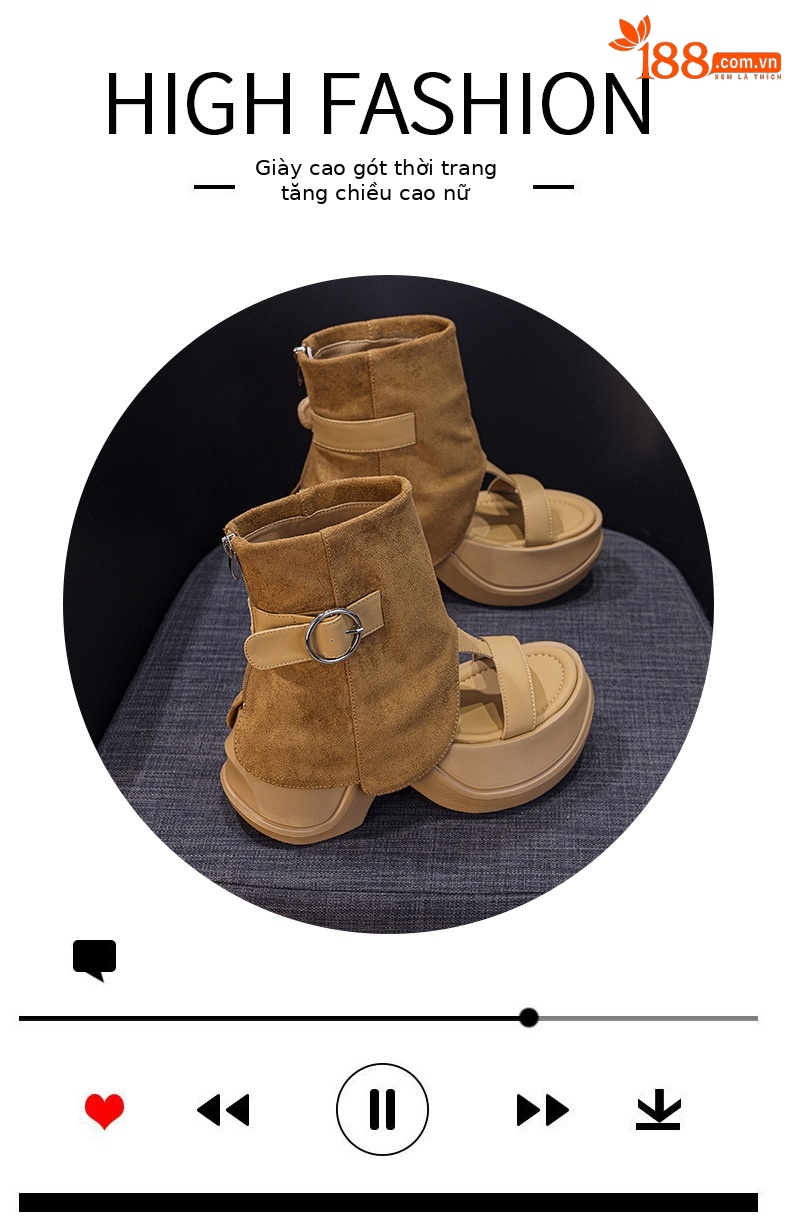 Sandal nữ đế dày hở mũi phong cách La Mã mùa hè 2026 — Nâu caramel 5069-1, Be 5069, Đen 5069-1, Nâu caramel 5069 chi tiết 5