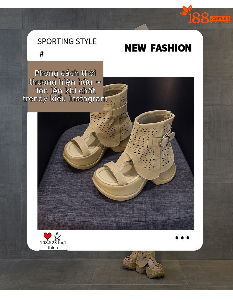 Sandal nữ đế dày hở mũi phong cách La Mã mùa hè 2026 — Nâu caramel 5069-1, Be 5069, Đen 5069-1, Nâu caramel 5069 chi tiết 25