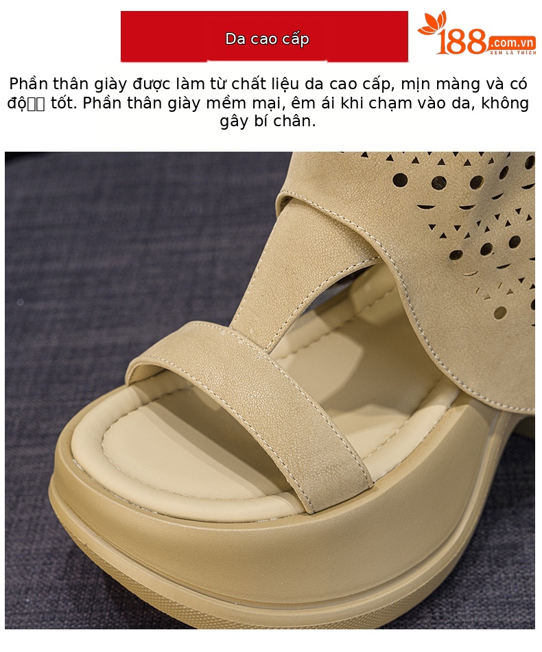 Sandal nữ đế dày hở mũi phong cách La Mã mùa hè 2026 — Nâu caramel 5069-1, Be 5069, Đen 5069-1, Nâu caramel 5069 chi tiết 28