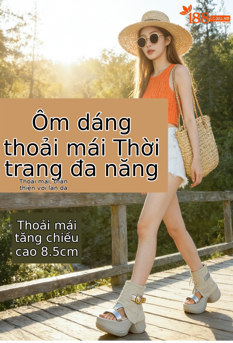 Sandal nữ đế dày hở mũi phong cách La Mã mùa hè 2026 — Nâu caramel 5069-1, Be 5069, Đen 5069-1, Nâu caramel 5069 chi tiết 1