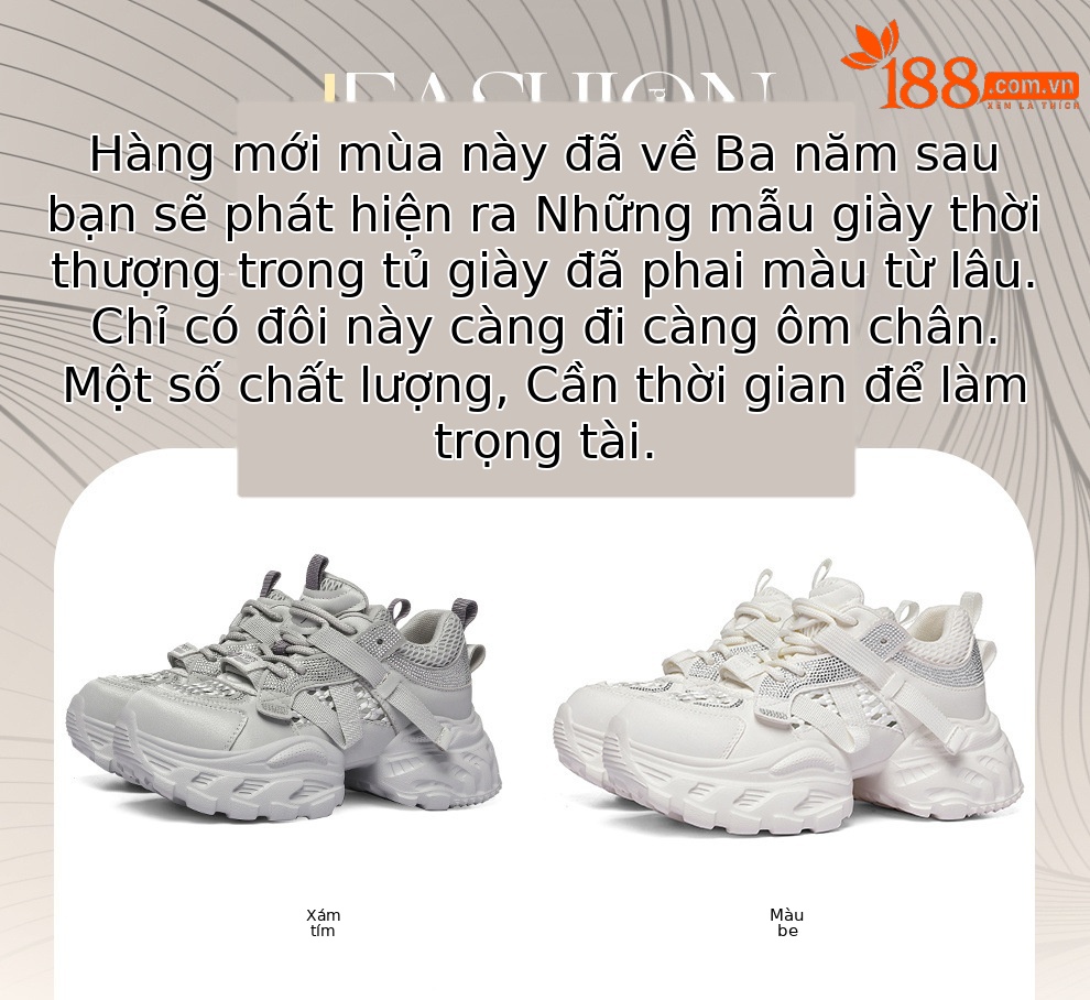 Giày sneaker nữ chunky đế dày, lưới thoáng khí, tăng chiều cao — 6116 Màu be, 6116 Xám tím chi tiết 1