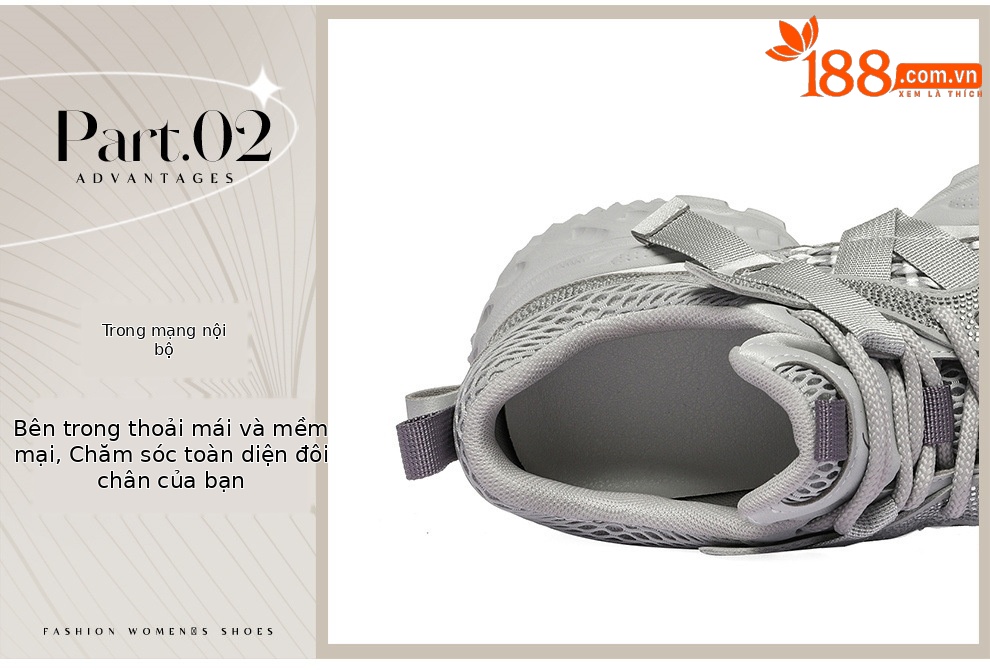 Giày sneaker nữ chunky đế dày, lưới thoáng khí, tăng chiều cao — 6116 Màu be, 6116 Xám tím chi tiết 10