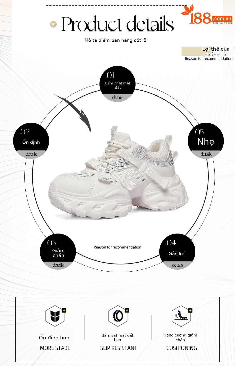 Giày sneaker nữ chunky đế dày, lưới thoáng khí, tăng chiều cao — 6116 Màu be, 6116 Xám tím chi tiết 2