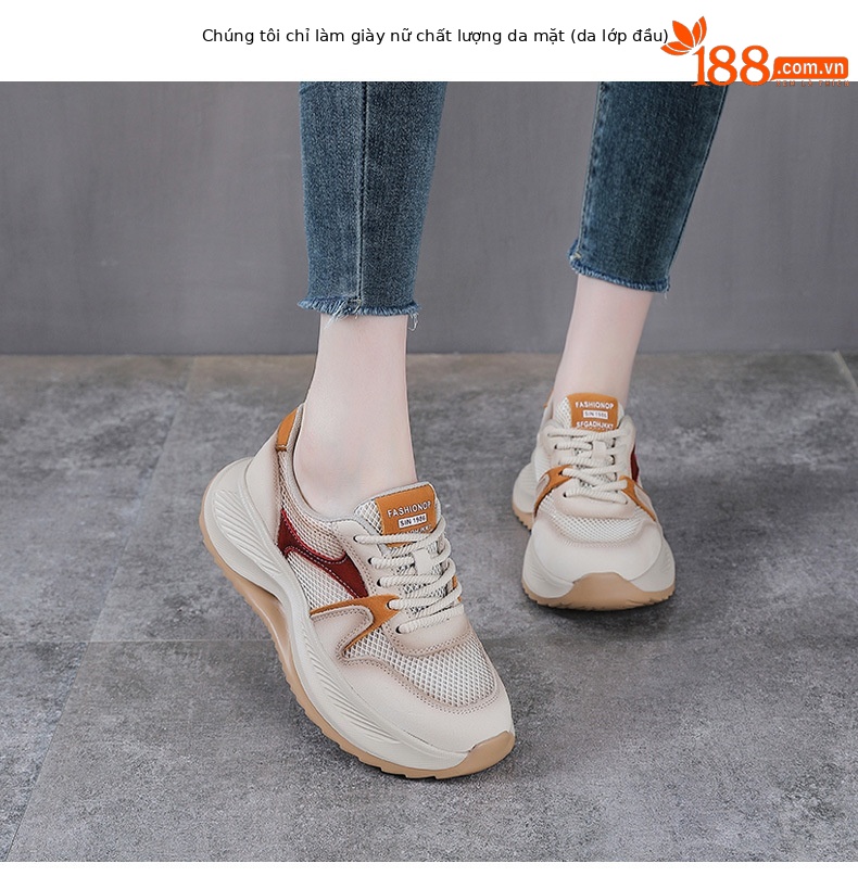 Giày sneaker nữ đế dày phong cách cổ điển, da bò thượng hạng thoáng khí — màu sắc chi tiết 2