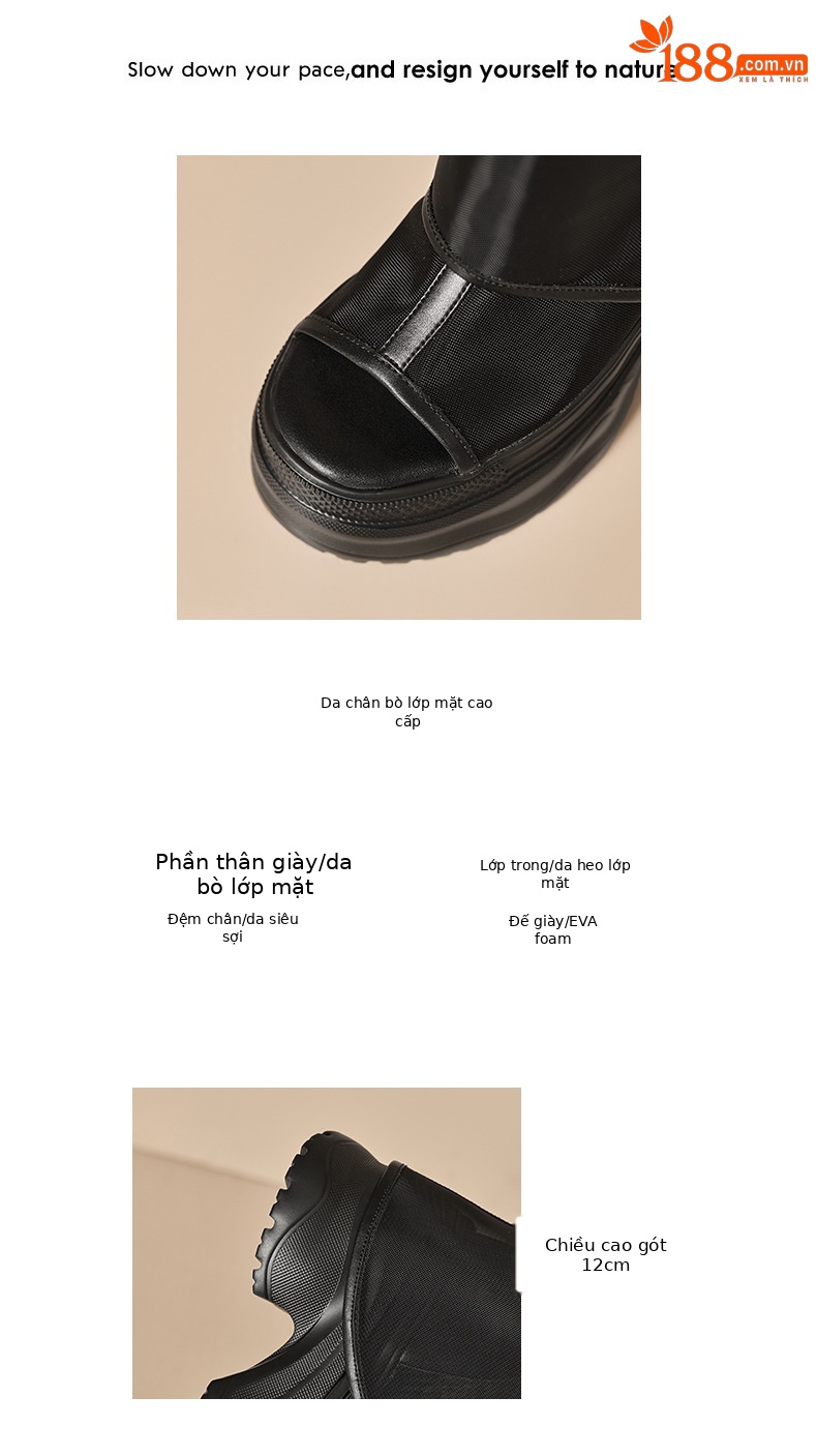 Boot nữ cổ cao đế dày lưới thoáng khí phong cách rider — màu nâu, màu đen, Nâu có hình, màu trắng chi tiết 3