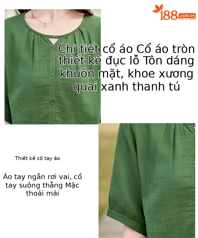 Bộ sơ mi phối quần ống đứng hai mảnh phong cách tân cổ điển MM6615 — màu sắc, xanh lá cây chi tiết 5