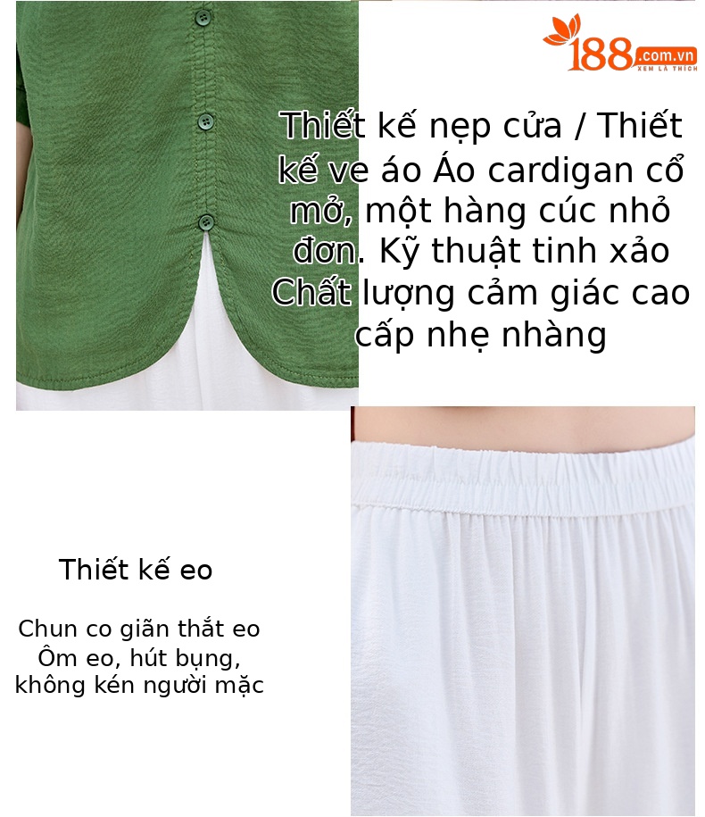 Bộ sơ mi phối quần ống đứng hai mảnh phong cách tân cổ điển MM6615 — màu sắc, xanh lá cây chi tiết 6