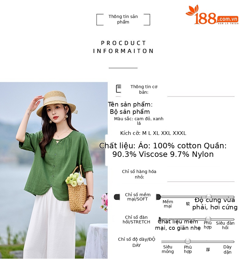 Bộ sơ mi phối quần ống đứng hai mảnh phong cách tân cổ điển MM6615 — màu sắc, xanh lá cây chi tiết 10