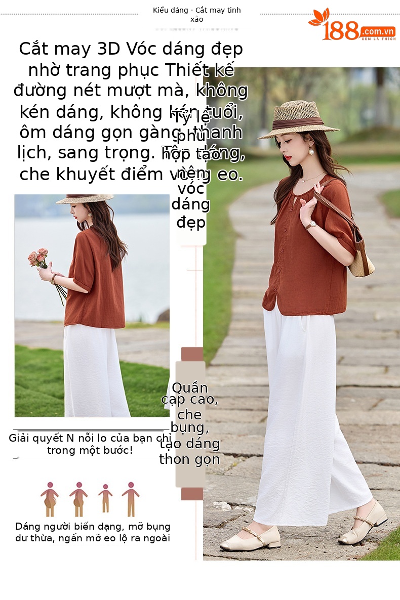 Bộ sơ mi phối quần ống đứng hai mảnh phong cách tân cổ điển MM6615 — màu sắc, xanh lá cây chi tiết 4