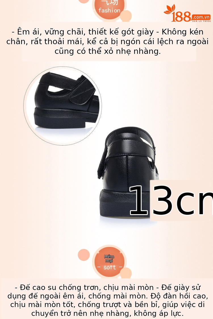 Sandal da thật lỗ thoáng khí đế mềm cho nữ trung niên, đế cao su bền bỉ — màu be chi tiết 5