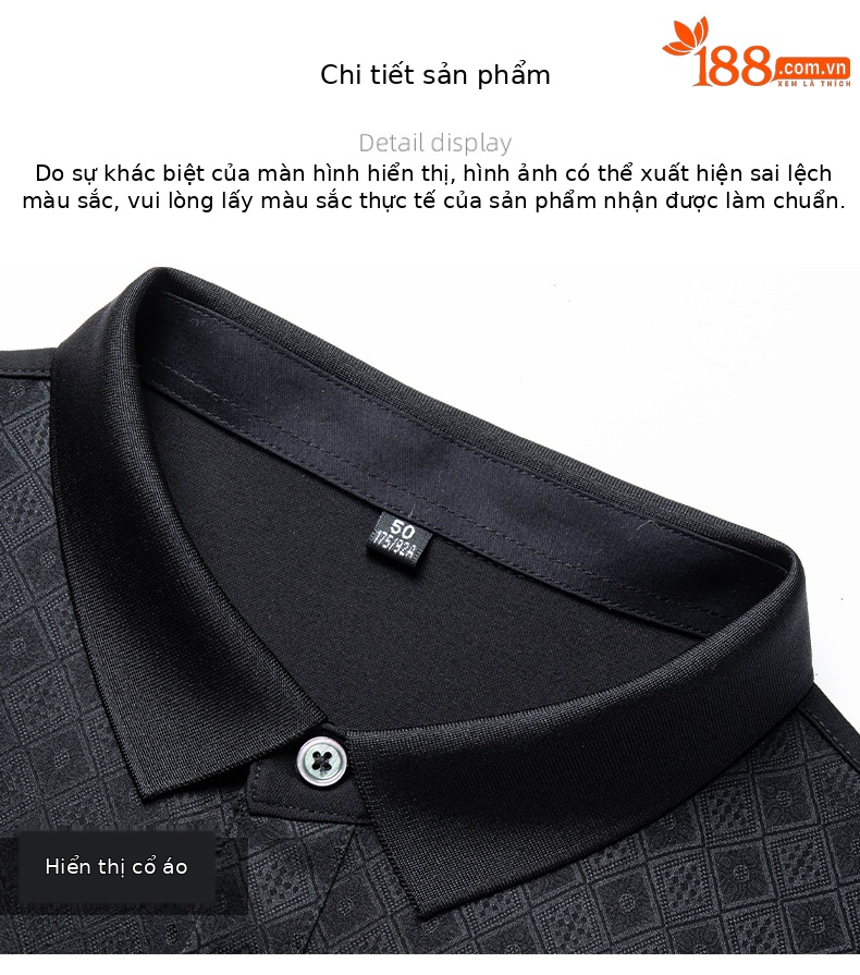 Áo polo nam tay ngắn lụa mulberry chất lượng cao mùa hè — Xám HT2525 chi tiết 15